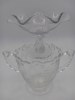 Cornflower Glass Pedestal Bowl with 1 glass cup, 1 Small Glass Pitcher 6 3/4" diameter, 5 1/2 tall. - 3