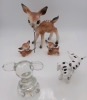 Glass Bear 4", Ceramic Dalmation Salt Shaker 3" , Deer Family Ceramic Banff 6"