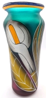 Gorgeous & Vibrantly Coloured Handpainted Glass Vase | 8.75" Tall