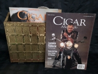 Vintage Metal Magazine Rack with Cigar Aficionado Magazines