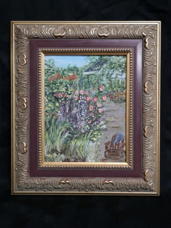 Vintage Painting on Canvas Framed - Frame is 12 by 14"