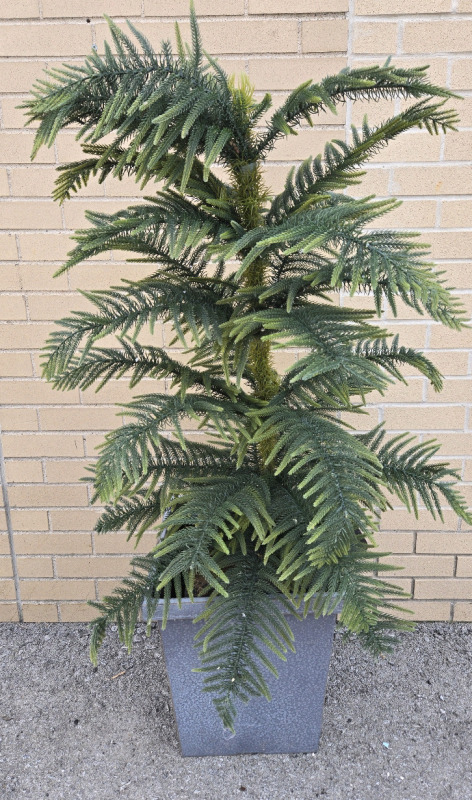 Outdoor Faux Plant With Plastic Pot* Missing Some Folliage * ( 53" Tall )