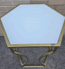 Good Condition | Hexagonal End Table With Brass Like Accents ( 26" x 23" x 20" ) - 2