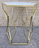 Good Condition | Hexagonal End Table With Brass Like Accents ( 26" x 23" x 20" ) - 4