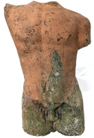 Vintage Terracotta Nude Male Torso Garden Statue | 12.25" Tall