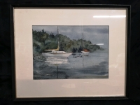 Vintage Framed Water Colour - At Anchor, Muskoka by Alan McLaclin Signed