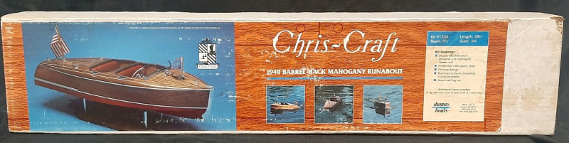 Vintage Chris-Craft 1940 Barrel Back Mahogany Runabout Boat - Length 28½", Beam 9¾"