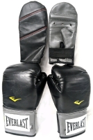 Everlast Everfresh Pro-Style Mesh-Palm 14oz Boxing Gloves & Pair of Straight Bag Gloves