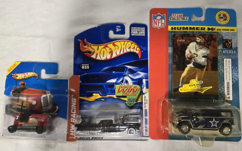 3 New Sealed | Mattel Hotwheels & NFL Team Collectible Diecast Metal Cars | Includes 2 Hot Wheels & 1 NFL Team Collectible