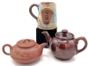 Vintage Getaardsbergen 1960 Brown Earthenware Mug, Single Serving Sadler Brown Betty Teapot & Low Chinese-Style Teapot