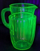 Stellar Vintage Unsigned Anchor Hocking Uranium Glass Pitcher | 8.25" Tall