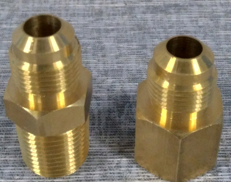 2 New Copper Bolts uxcell Brass Pipe Fitting, 1/4 SAE Flare to 1/4 NPT Male Thread