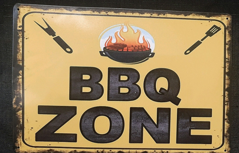 New "BBQ Zone" Metal Sign - 1ft X 9"