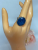 925 Sterling Silver Oval Lapis Lazuli Ring Stamped Size 7 - 5