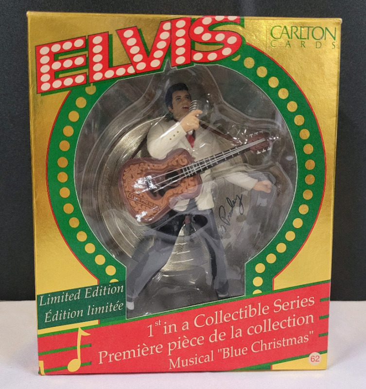 1995 ELVIS " Blue Christmas " Musical Ornament . Measures 5" tall