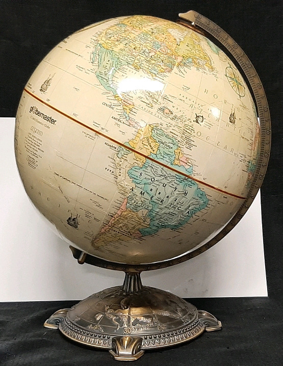 Vintage Globemaster 12" diameter with Brass Ornate Base