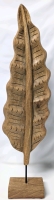 Tall Eye-Catching Modern Carved Wooden Leaf / Tree / Feather Sculpture | 25.75"