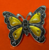 Art Glass Glowing Butterfly Brooch MONET Sheppard hook Earrings - 2