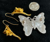 Art Glass Glowing Butterfly Brooch MONET Sheppard hook Earrings - 5