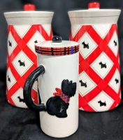 Scotty Dog MSRF Inc Design Studio Ceramics | 2 Lidded Canisters & Lidded Mug | 5.5" - 8.25" Tall