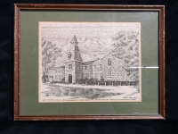 Vintage Framed Print - Old Central School - Harry Howard 16.75" W & 13" H