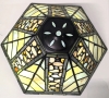 Vintage Hexagonal Stained Glass Light Shade | 14" x 12.5" x 8" Tall - 3