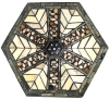 Vintage Hexagonal Stained Glass Light Shade | 14" x 12.5" x 8" Tall - 4