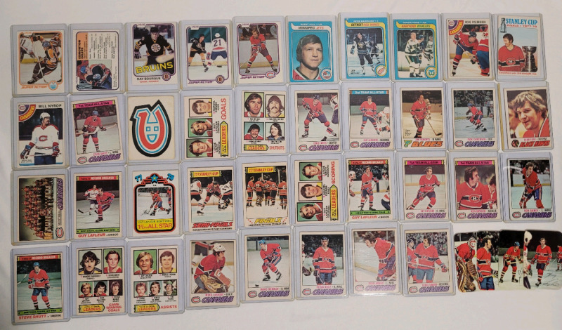 1977 - 1981 O Pee Chee NHL Hockey Trading Card Singles . 38 Cards All in Top Loaders .