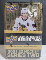 2021 - 2022 Upper Deck NHL Hockey Series Trading Card Packs in Sealed Tin . 9 Packs , 8 Cards per Pack