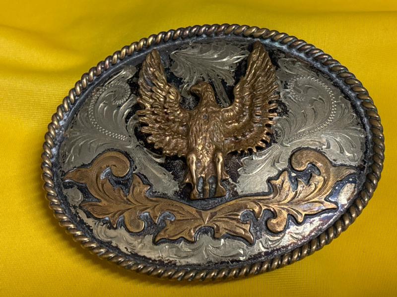 Signed Mexico High Relief Eagle Belt Buckle