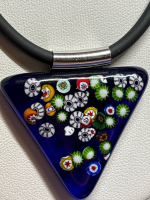 Millefiori Sterling Trianglular Pendant Stamped