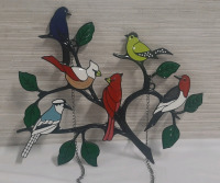 Double Sided Painted Metal Bird Pendant For Hanging - 9" X 8"