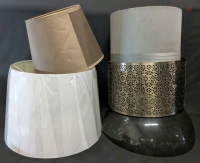 4 Assorted Large Lampshades incl Metal Bouclair Cut-Out + Large Acrylic Half-Sphere (Possibly Out of One of Those Vintage Round Record Players) | Largest is 19.75" Diameter x 14" Tall