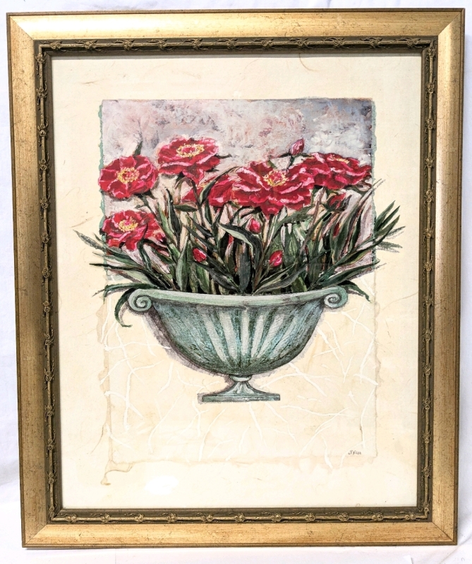 Pretty Framed Floral Art Print with Gilded Gold Frame | 19.5" x 23.2"