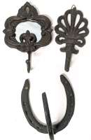 3 Vintage to Modern Cast Iron & Metal Wall Hooks incl Horseshoes, Mirrored & Classic | 5" - 7" Tall