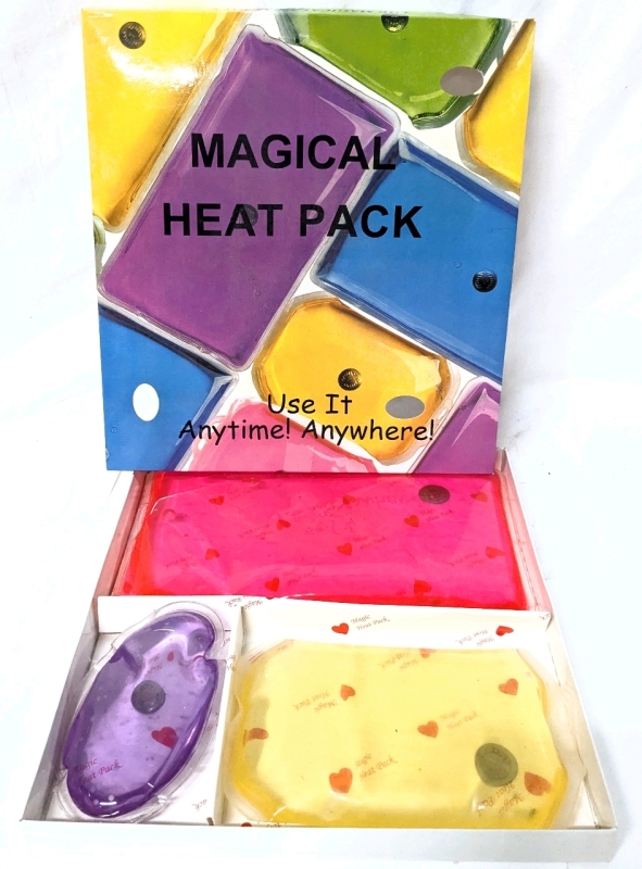 3-Piece Reusable Magic Heat Pack Set | 5" &times; 3.25" / 7" &times; 4" / 9.5" &times; 5.5"