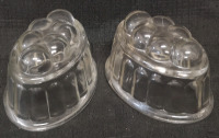 2 Vintage Glass Jelly Molds - 5.25"x3.5"X3"