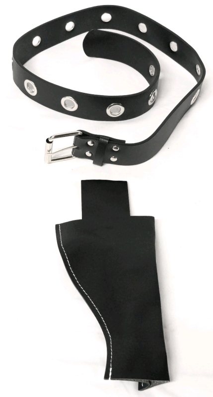 New 36" Long x 1.5" Wide Faux Leather Belt with Large Grommets & Cosplay Gun Holster