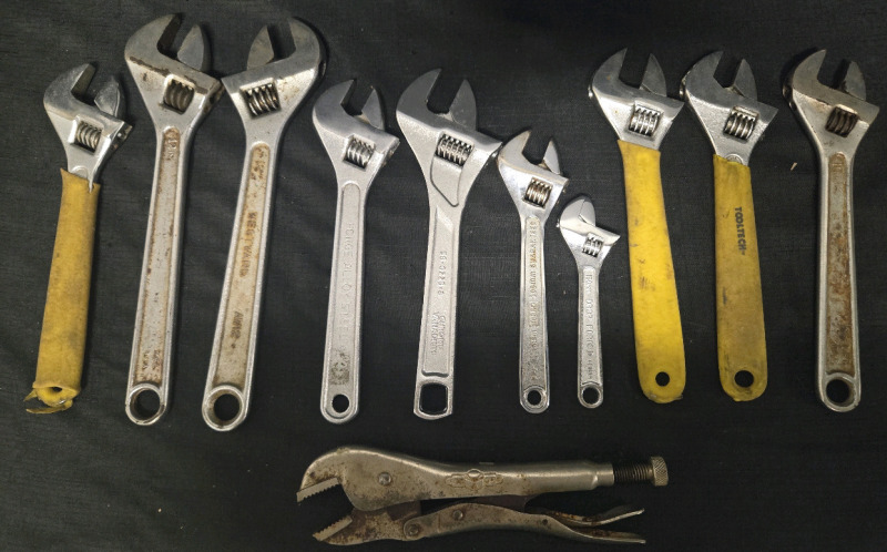 Lot Of 10 Assorted Forged Alloy Steel & WestwordWrenches | From 6" - 12" & 1 Vice Grip