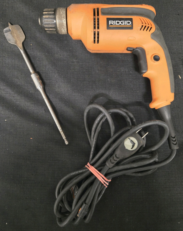 Rigid 6.5 Amp ⅜ In Corded Drill/Driver With 1/½ Drill Bit * Tested & Working *