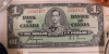 1937 Canadian Bank of Canada One Dollar Bank Note with Festival of Music Piano Solo Recognition Award Dated 1951 - 2