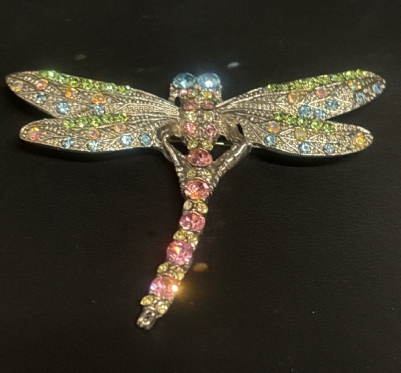 Dragonfly Brooch Bedazzled with Rhinestones