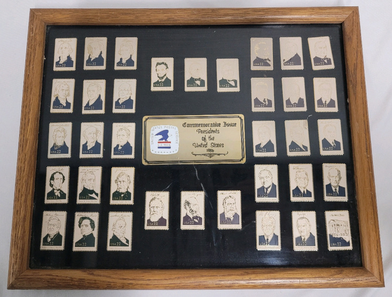 1986 Presidents of the United States Commemorative Issue Stamp Pins in Frame , Complete Set