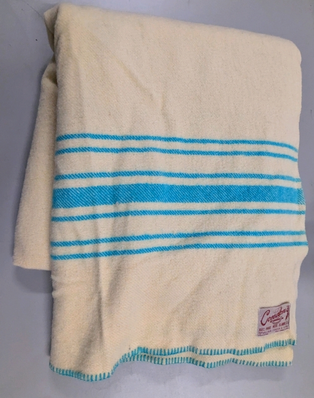 Vintage Condon's 100% Wool Blanket by William Codon & Sons Charlottetown PEI | 69" x 84" (As-Is)