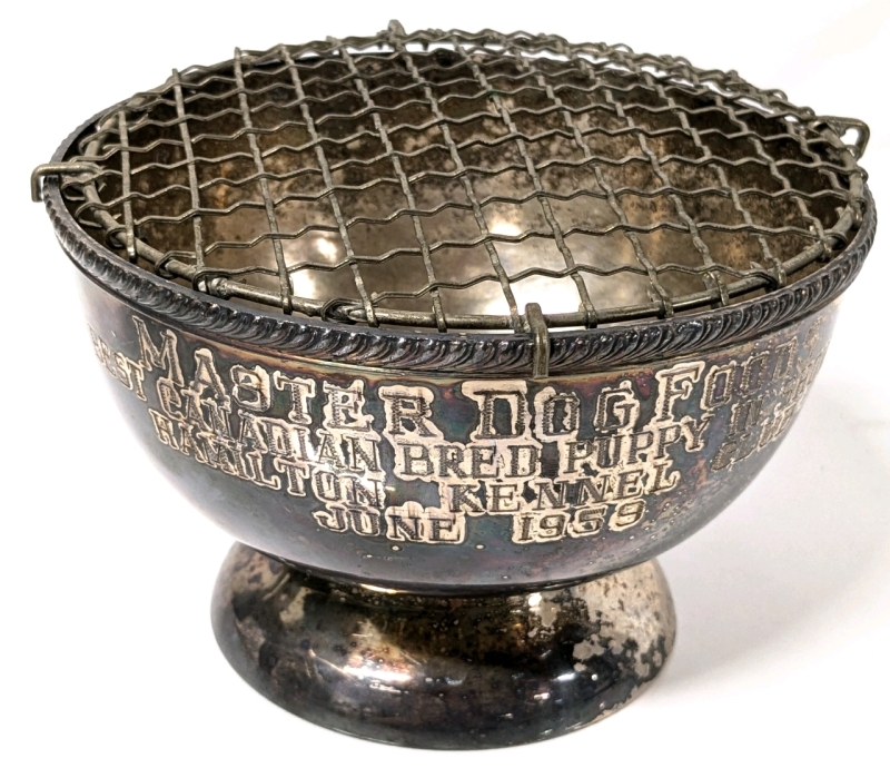 Vintage Silver Plated Champion Dog Bowl | Master Dog Foods • Best Canadian Bred Puppy in Show • Hamilton Kennel Club • June 1959 | 6" Diameter x 4" Tall