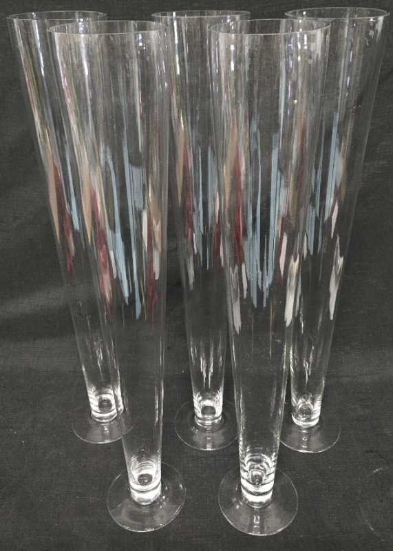 5 New | Glass Pedistal/ Cone Shaped Vase For Home Decor ( 23.5" Tall )