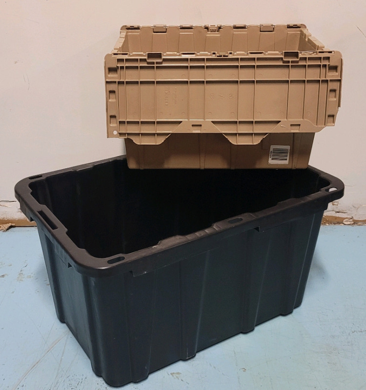 102L Storage Bin (no lid) & 50L Flip-Top Storage Bin