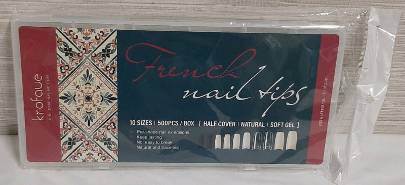 New Krofave French Nail Tips w/ 10 sizes 500pcs