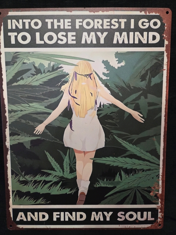 New | " Into The Forest I Go To Lose My Mind & Find My Soul" Metal Wall Sign ( 12" x 16" )