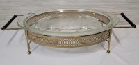 Vintage PYREX Chafing Dish with Stand . Measures 18"&times;10" . No chips or cracks to glass tray
